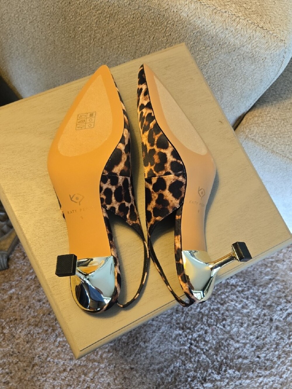 Katy Perry Collections Leopard Print Slingback Pointed Toe Heels - Brown/Black - Picture 3 of 7